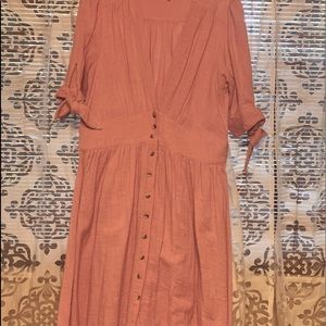 Free People woven fabric button front dress.